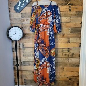 Rue21 women's bold pattern floral sheer overlay maxi dress size medium